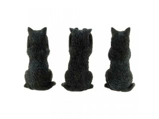 Three Wise Cats Figurines See No Speak No Hear No Evil Black Cat Ornaments 3