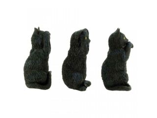 Three Wise Cats Figurines See No Speak No Hear No Evil Black Cat Ornaments 4
