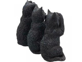 Three Wise Cats Figurines See No Speak No Hear No Evil Black Cat Ornaments 5