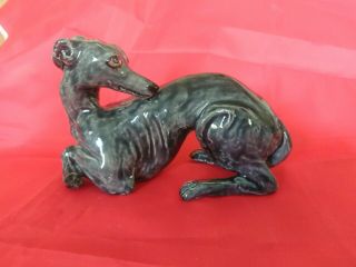 Whippet,  Greyhound,  Italian Greyhound Dog Ceramic Sculpture Figurine Signed Ooak
