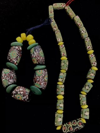 Old Rare Antique Venetian Millefiori Glass African Trade Beads Estate Collector
