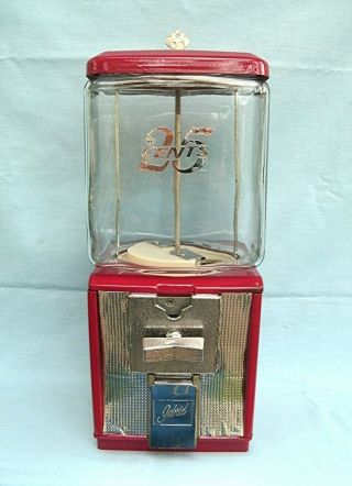 Glass Globe 25 Cent Candy Or Peanut Vending Machine With Key