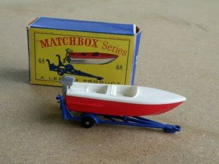 Matchbox Lesney Trailer With Removable Sports Boat No.  48 Cn