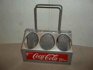 Rare Vintage Coca Cola Bottle Carrier Aluminum 6 Pack With Wire Handle