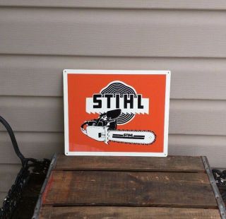 Stihl Chainsaw Metal Sign Power Tools Vintage Look Garage Shop 10x12 50113