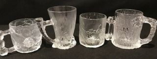 B22 Vintage Complete Set 4 Mcdonalds Flintstones Glasses 1993 Mug Cup Rocdonalds