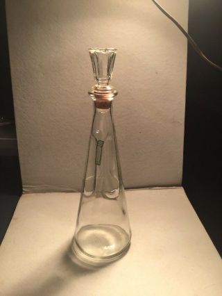 Vintage Clear Glass Whiskey Decanter 4/5 Quart Bottle Vgc 1954