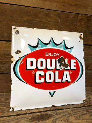 Vintage Double Cola Porcelain Soda Sign Pepsi Coke Coca Cola Dads Root Beer Gas