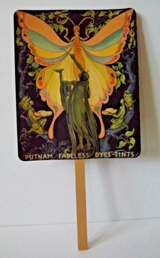 Putnam Dyes Art Nouveau Advertising Fan Bissell 