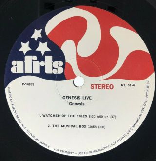 Genesis Live Trespass Phil Collins American Forces Radio Lp Vinyl Stereo Afrts