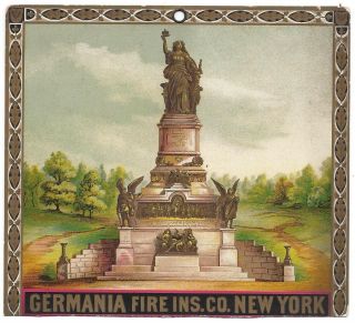 Calendar Back For Germania Fire Insurance Company Of York - Angel Statues