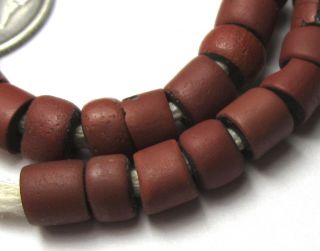 41 Rare Small Old Brick Red Venetian Greenheart Antique Beads 1700 