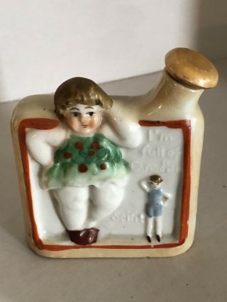 Vintage Hand Painted Ceramic Flask,  Made In Japan /cork Stopper