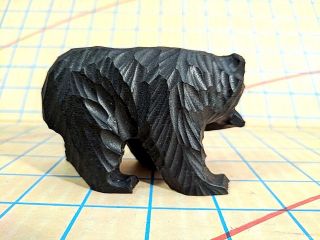 Vintage Hand Carved Wood Black Bear with Salmon in Mouth Ainu Hokkaido 3