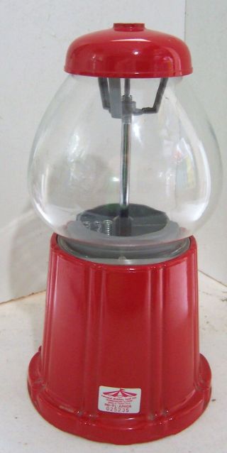 Vintage Red Metal Carousel Bubble Gum Machine Bank w/Glass Globe 3