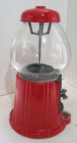Vintage Red Metal Carousel Bubble Gum Machine Bank w/Glass Globe 4