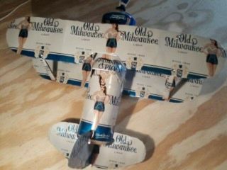 One Of A Kind Old Milwaukee Beer Can Air Plane Pin - Up