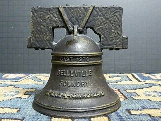 Vintage Bellville Foundry Sperry - Holland Cast Iron Liberty Bell Still Bank
