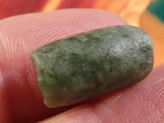 Ancient Pre - Columbian Mesoamerican Rich Green Jade Necklace Bead 16.  5 By 9.  2 Mm
