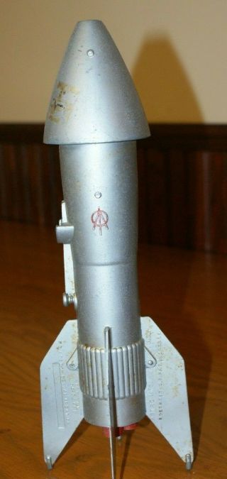 Vtg Astro Mfg Berzac Guided Missile Mechanical Piggy Bank Vintage Metal Rocket