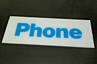 Nos Vintage Telephone Phone Booth Sign Plexi - Glass Insert 13 X 4