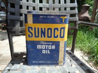 Vintage Sunoco Mercury Motor Oil 2 Gallon Can