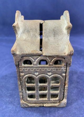 Antique Vintage Cast Iron (CI) Still Bank - RARE City Bank with Director ' s Room 5
