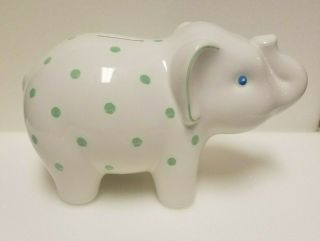 Tiffany & Co Elephant Piggy Bank Green Polka Dots Handpainted Htf
