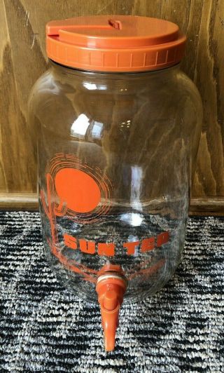Vintage 70s 80s Ball Cactus Sun Tea Ice Lipton Iced Gallon Glass Jar Jug Spigot
