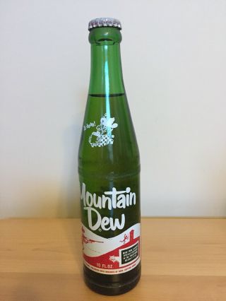 1960’s Rare Vintage Mountain Dew Bottle Without Moon,  10 Oz.