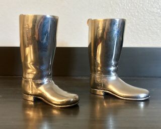Silver Plated Fox Hunt Hunting Equestrian Riding Boots Made In England 3.  5”