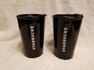 Starbucks 8oz Ceramic Tumbler Travel Coffee Mugs W/ Lids Set Of 2 Nwot