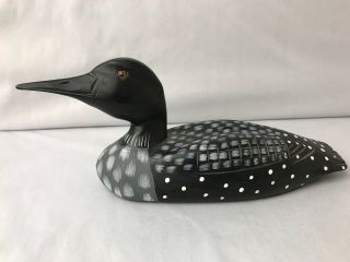 Wood Hand Carved Loon Duck Home Cabin Decor Decoy 4.  5 " H X 11 " L X 3.  5 " W Birds