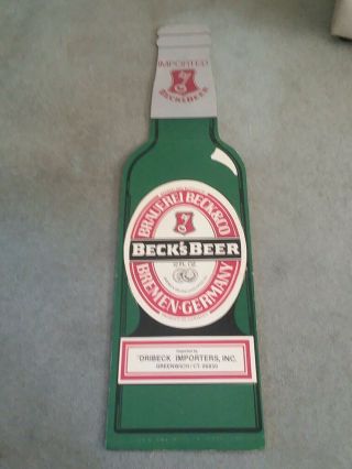Becks Beer Cardboard Bottle Sign (not Budweiser Stella Heineken Guinness Neon)