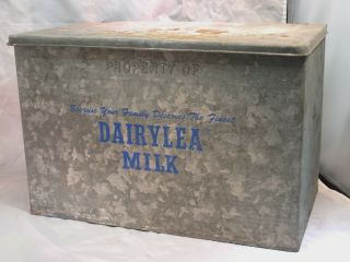 Vintage Dairylea Milk Galvanized Front Porch Milk Man Box Dairy Crate