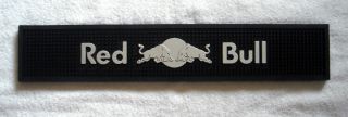 Red Bull Energy Drink Rubber Bar Spill Mat 19.  25 " X 3.  5 " Black Silver Logo Rigid