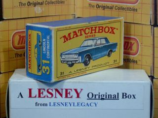 Matchbox Lesney 31c Lincoln Continental Teal Type E4 Empty Box Only