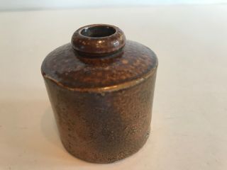 Antique Vintage Stoneware Glazed Crock Inkwell 5