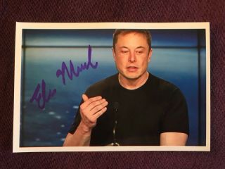Elon Musk Autograph Photo Tesla Hand Signed