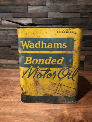 Vintage Wadhams Bonded Motor Oil 2 Gallon Oil Can (milwaukee Wis)