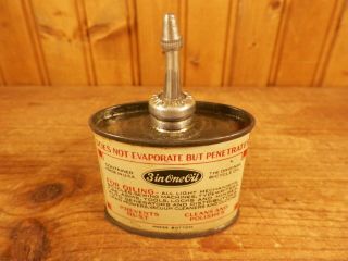 Small Old Lead Top 3 in One 1 Oz Oil Can Vintage Handy Oiler Tin Early and Rare 3