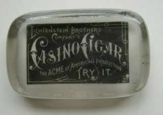 Lichtenstein Brothers Co.  Casino Cigar Glass Advertising Paperweight Abrams