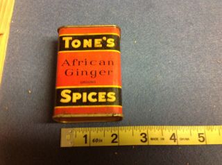 Antique Tones Cannon Brand African Ginger Spice Tin Litho Can Des Moines Ia