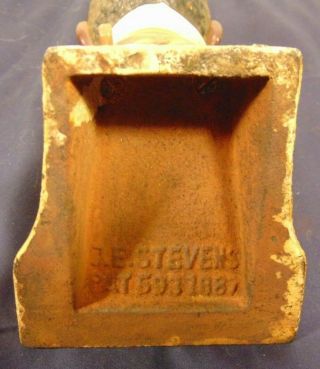 1887 J.  E.  Stevens Mechanical Bank Antique Black Americana Cast Iron 579 8