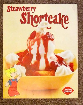 Vtg 1981 Dairy Queen Promotional Poster Dennis The Menace Strawberry Shortcak Dq