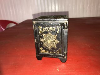 Antique Still Cast Iron Security Safe Deposit Small Safe Bank