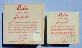 VINTAGE 1940 ' s REVLON ROSY FUTURE FACE POWDER MAKEUP 2 & 3 - 1/2 oz BOXES NOS 4