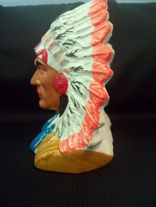 Vintage Chalkware Carnival Prize Chief Head Coin Bank circa 1950s - 1960s 3
