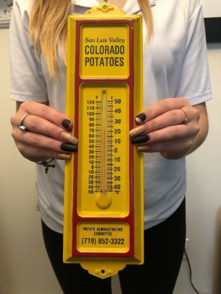 Org.  Vintage San Luis Valley Colorado Potatoes Thermometer Store Sign Farm Seed