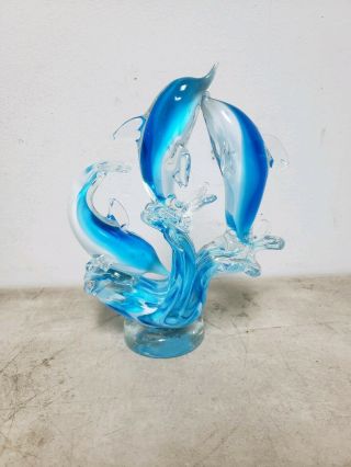 Glass Dolphin Figurine Of 3